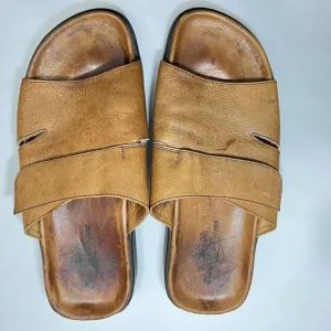 Tommy Bahama Men Cape Point Sandals Slides Brown Leather Made In Italy Size 10 M