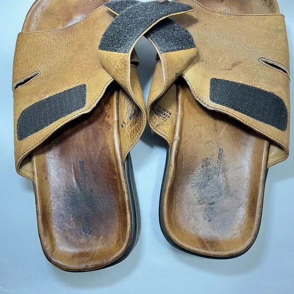 Tommy Bahama Men Cape Point Sandals Slides Brown Leather Made In Italy Size 10 M
