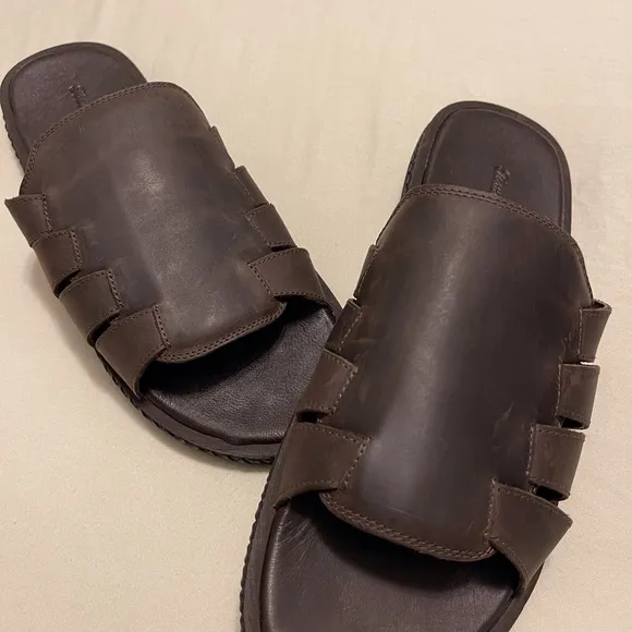Tommy Bahama Men's Leather Hemet Slide Sandals Sz 8 D   Brown