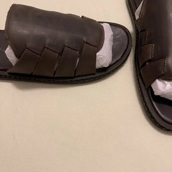 Tommy Bahama Men's Leather Hemet Slide Sandals Sz 8 D   Brown