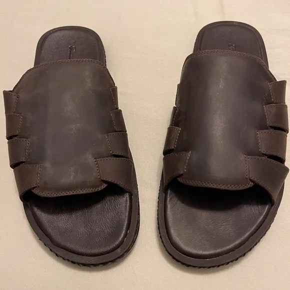Tommy Bahama Men's Leather Hemet Slide Sandals Sz 8 D   Brown