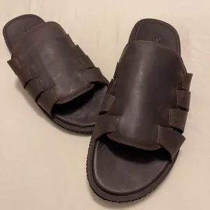 Tommy Bahama Men's Leather Hemet Slide Sandals Sz 8 D   Brown