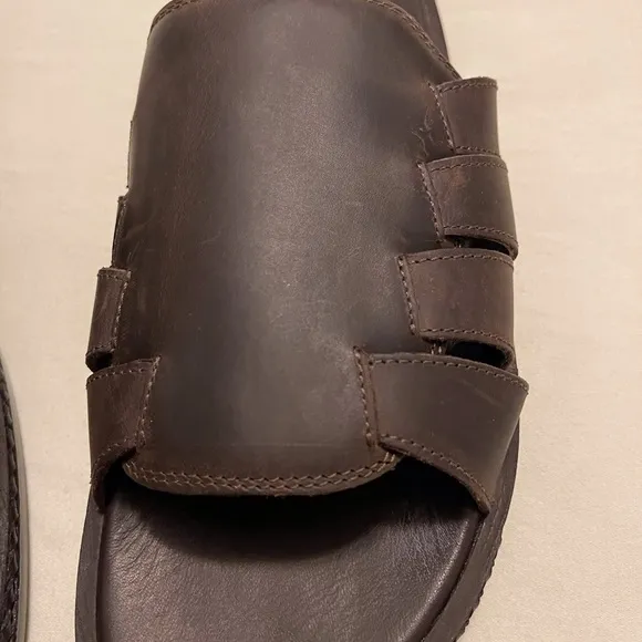 Tommy Bahama Men's Leather Hemet Slide Sandals Sz 8 D   Brown