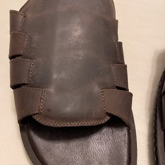 Tommy Bahama Men's Leather Hemet Slide Sandals Sz 8 D   Brown