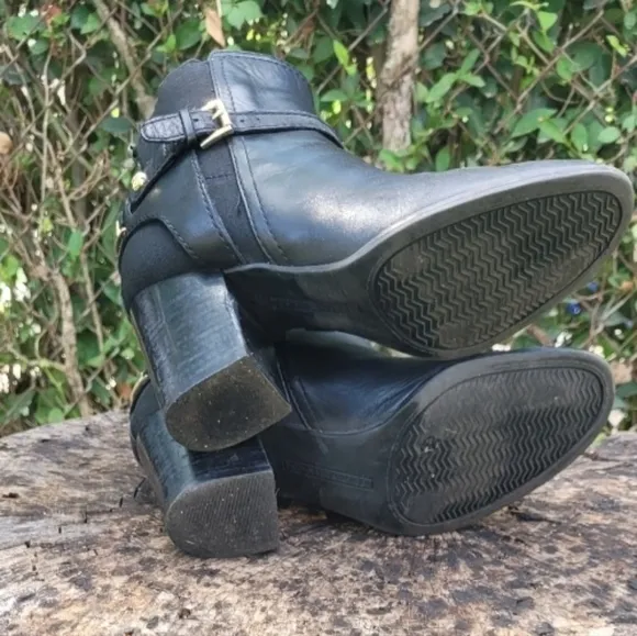 Tommy Hilfiger Genuine Leather Ankle Booties/Black Platform Heel 90s