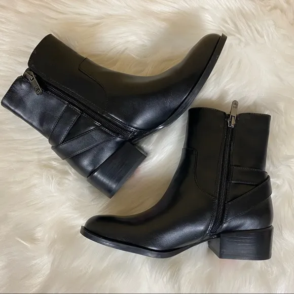 Tommy Hilfiger Mavrick Block Heel Ankle Booties Black Size 6 New