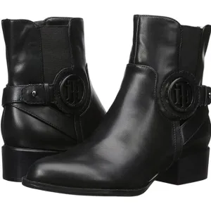 Tommy Hilfiger Mavrick Block Heel Ankle Booties Black Size 6 New