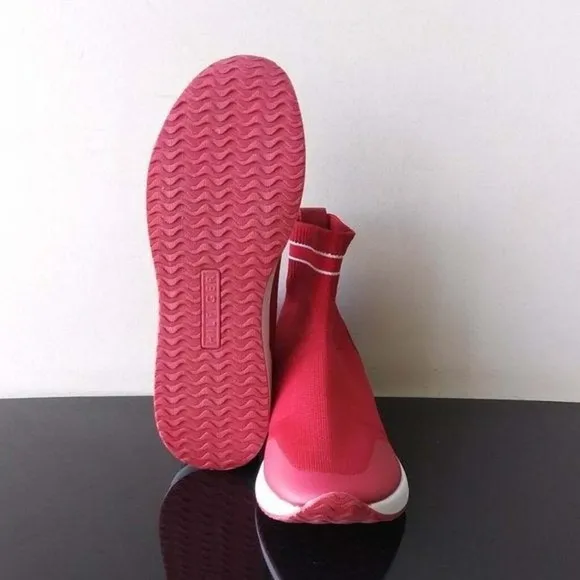 TOMMY HILFIGER Reco Women Sz 6, 7, 8, 8.5, 10 Red High-Top Slip-On Sock Sneaker