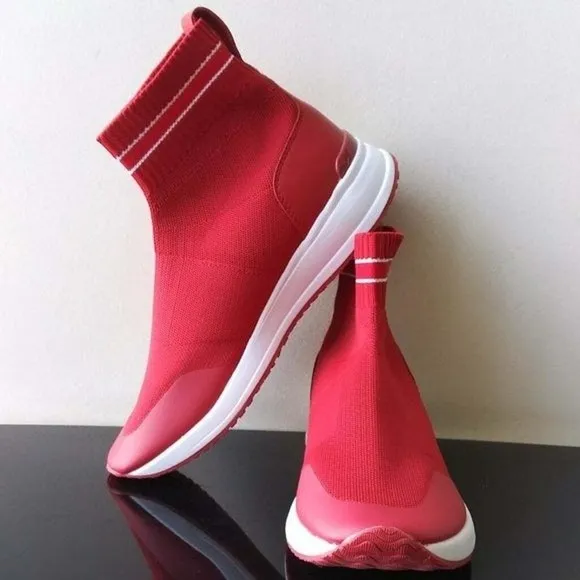TOMMY HILFIGER Reco Women Sz 6, 7, 8, 8.5, 10 Red High-Top Slip-On Sock Sneaker