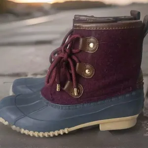 Tommy Hilfiger Women's Reanna Lace Up Side Zip Burgundy Duck Boots Size 6