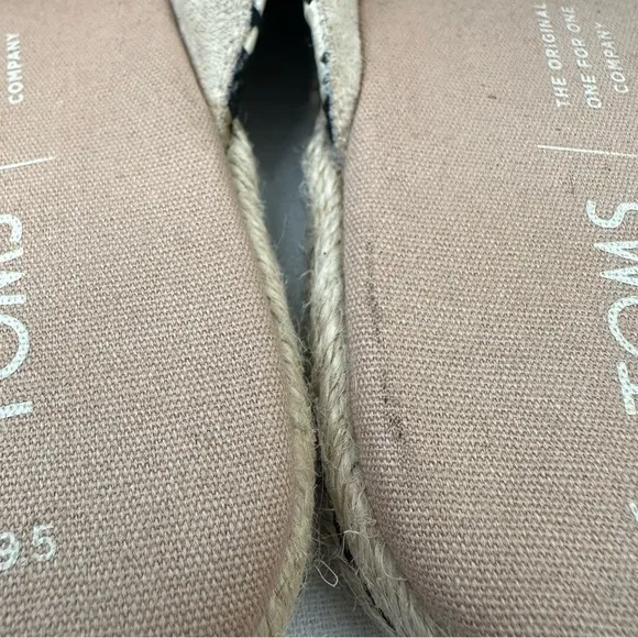 TOMS Black Nova Espadrille Black Suede Aztec Mule Flats 9.5