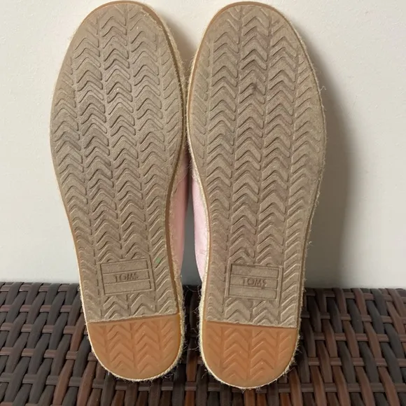 Toms Canvas Espadrille Palm Embroidered Striped Sun Slides Loafers Pink Size 7.5