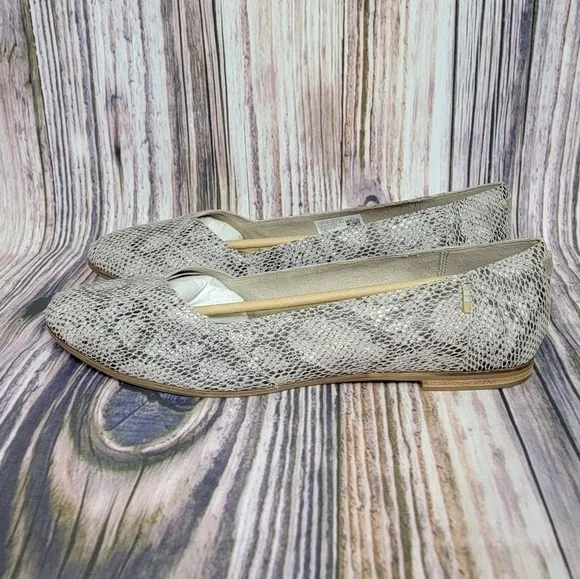 TOMS Julie Cobblestone Snake Embossed Suede Flats