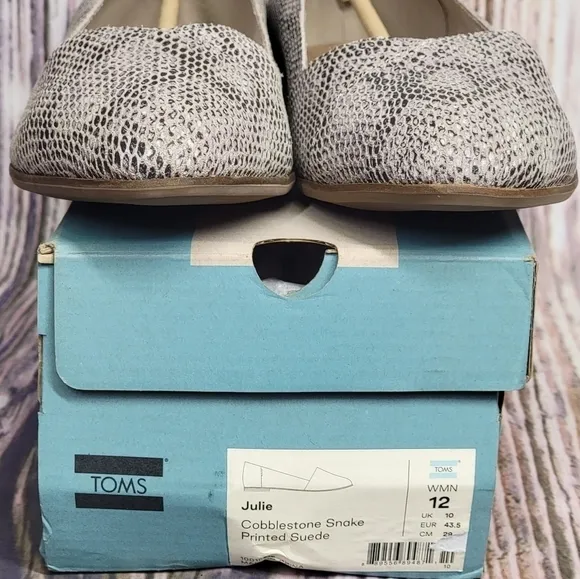 TOMS Julie Cobblestone Snake Embossed Suede Flats
