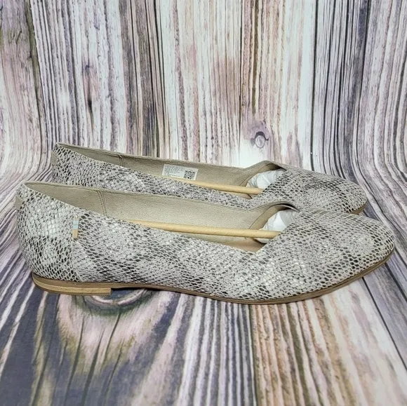 TOMS Julie Cobblestone Snake Embossed Suede Flats