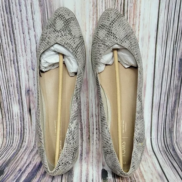 TOMS Julie Cobblestone Snake Embossed Suede Flats
