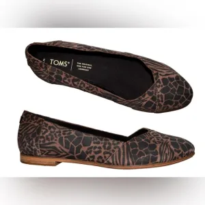 TOMS JUTTI NEAT SZ 7 M BLACK BROWN SUEDE LEATHER FLATS COMFORT SHOES