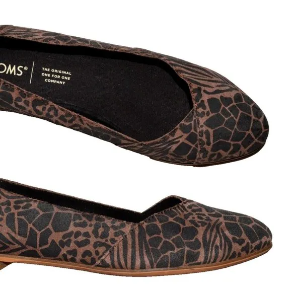 TOMS JUTTI NEAT SZ 7 M BLACK BROWN SUEDE LEATHER FLATS COMFORT SHOES