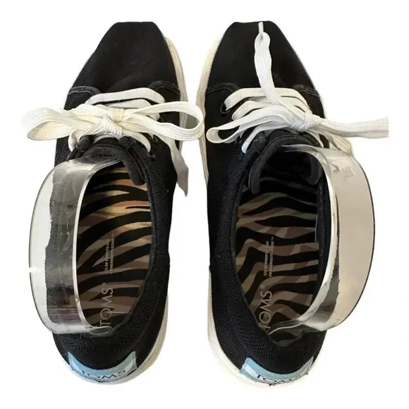 TOMS Women's Alpargata Lace-up Lug Heavy Canvas Sneakers Black - Size 8.5