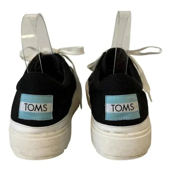 TOMS Women's Alpargata Lace-up Lug Heavy Canvas Sneakers Black - Size 8.5