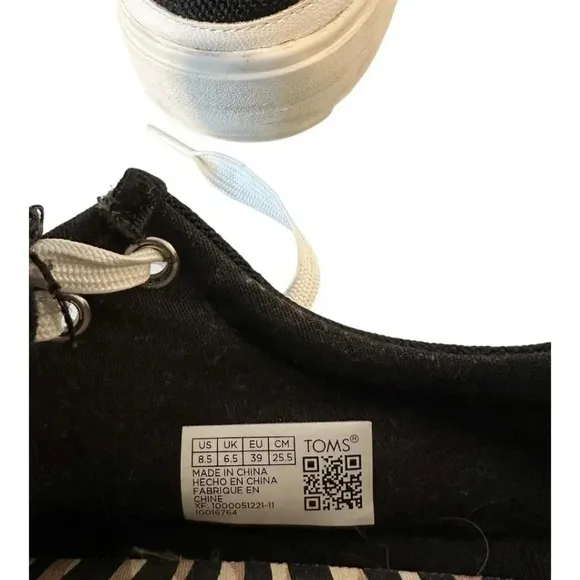 TOMS Women's Alpargata Lace-up Lug Heavy Canvas Sneakers Black - Size 8.5