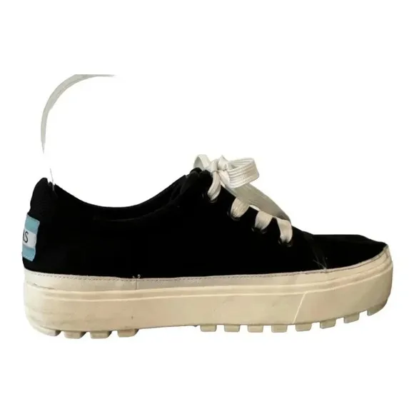 TOMS Women's Alpargata Lace-up Lug Heavy Canvas Sneakers Black - Size 8.5