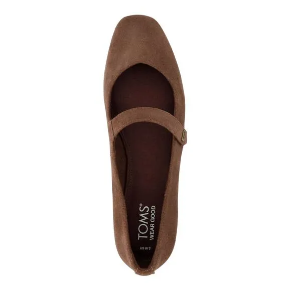 TOMS Women's Bianca Suede Mary Jane Flats Brown Size 7 1/2