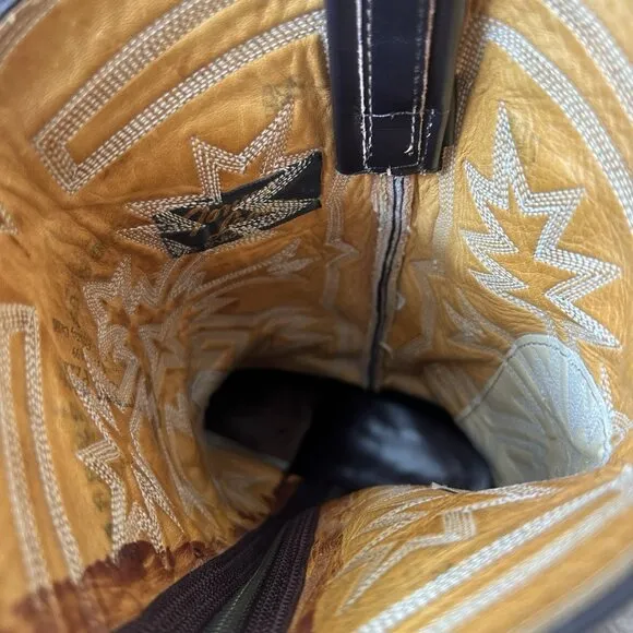 Tony Lama Vintage Gold Label Snakeskin Custom Side Zip Cowboy Boots Mens 9.5 D