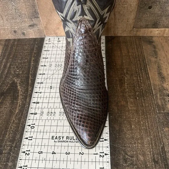 Tony Lama Vintage Gold Label Snakeskin Custom Side Zip Cowboy Boots Mens 9.5 D
