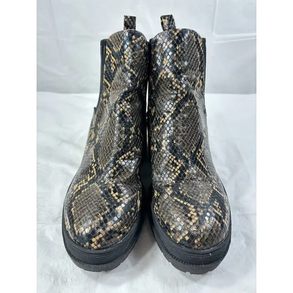Topshop Brixton Snakeskin Chelsea Boots Women's Size 6.5