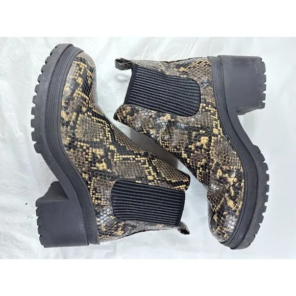 Topshop Brixton Snakeskin Chelsea Boots Women's Size 6.5