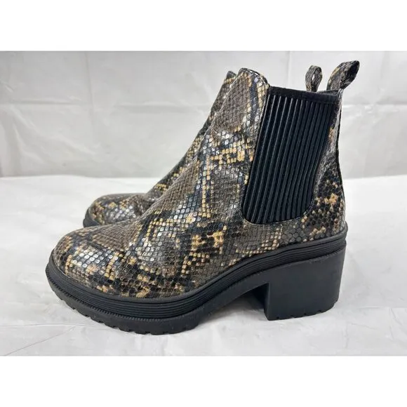 Topshop Brixton Snakeskin Chelsea Boots Women's Size 6.5