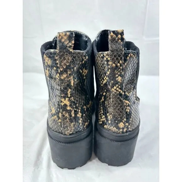 Topshop Brixton Snakeskin Chelsea Boots Women's Size 6.5