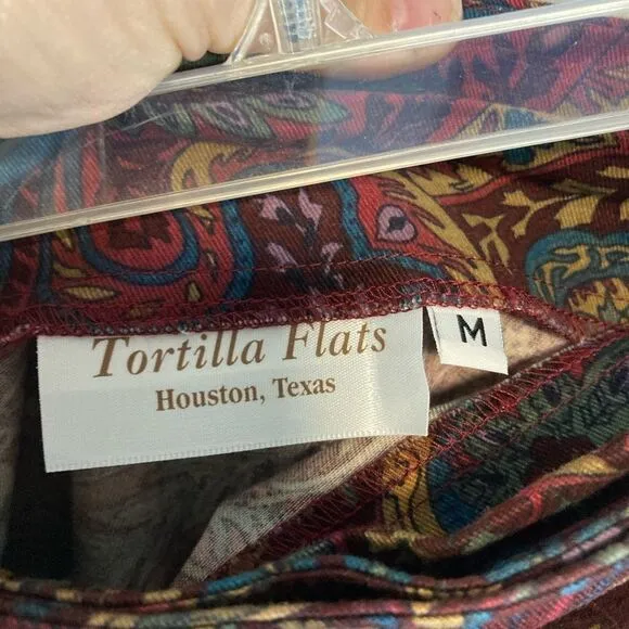 Tortilla Flats VTG 90s Womens Sz M   Long Wrap Skirt Paisley Burgundy Rare Retro