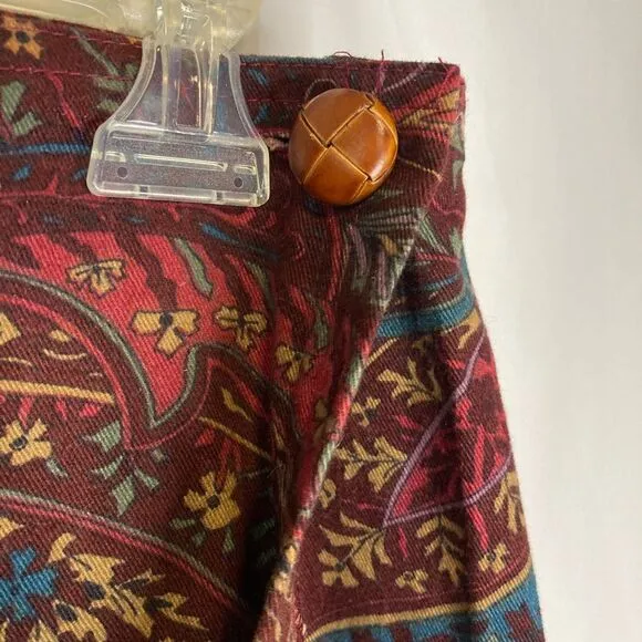 Tortilla Flats VTG 90s Womens Sz M   Long Wrap Skirt Paisley Burgundy Rare Retro