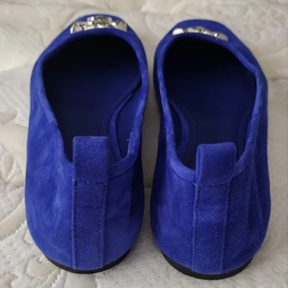 Tory Burch Amore Eleanor Cobalt Suede Leather Ballet Flats Women's size 10 EUC