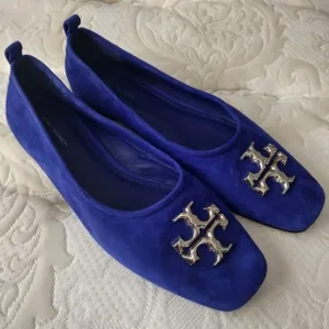 Tory Burch Amore Eleanor Cobalt Suede Leather Ballet Flats Women's size 10 EUC
