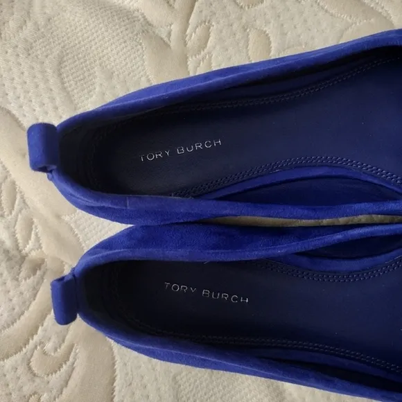 Tory Burch Amore Eleanor Cobalt Suede Leather Ballet Flats Women's size 10 EUC