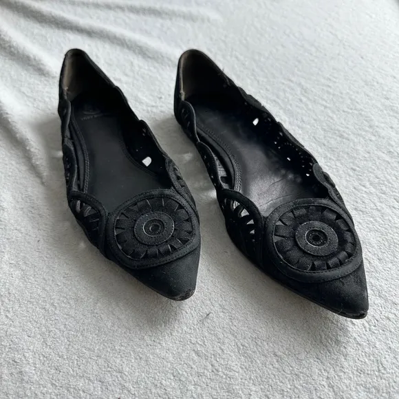 Tory Burch‎ &quot;Leyla&quot; Pointed Toe Flats size 8 suede slip on shoes