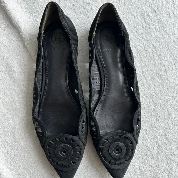 Tory Burch‎ &quot;Leyla&quot; Pointed Toe Flats size 8 suede slip on shoes