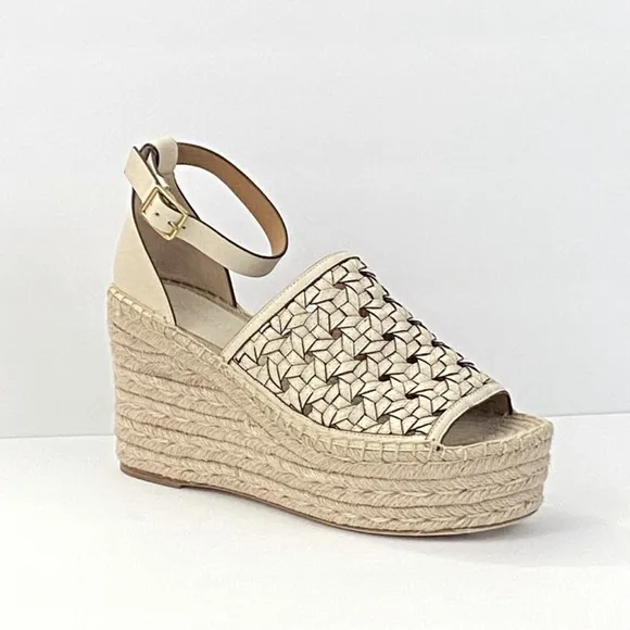 TORY BURCH basket Weave leather Espadrille Wedge sandals 9.5 size 11