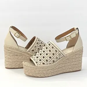 TORY BURCH basket Weave leather Espadrille Wedge sandals 9.5 size 11