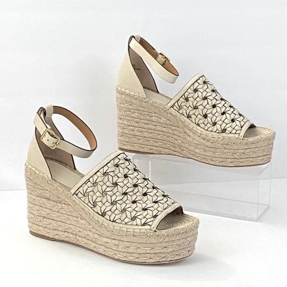 TORY BURCH basket Weave leather Espadrille Wedge sandals 9.5 size 11