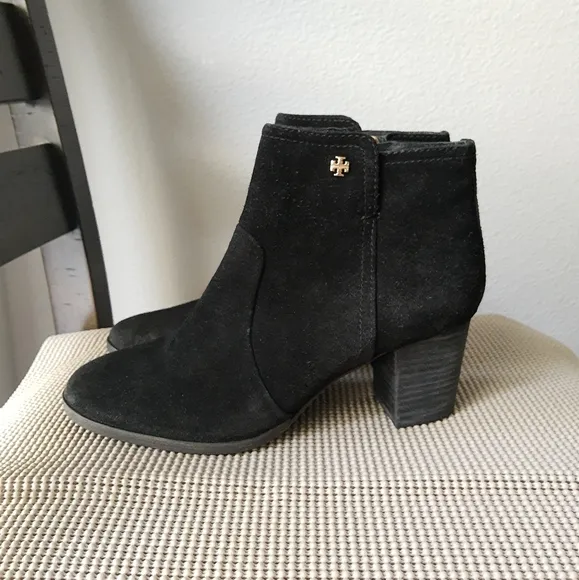 Tory Burch Black Suede Ankle Boots