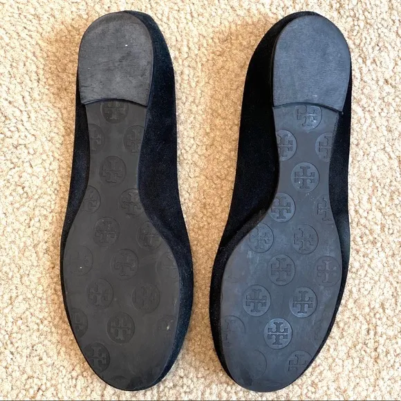 Tory Burch Black Suede Reva Ballet Flats Size 7.5