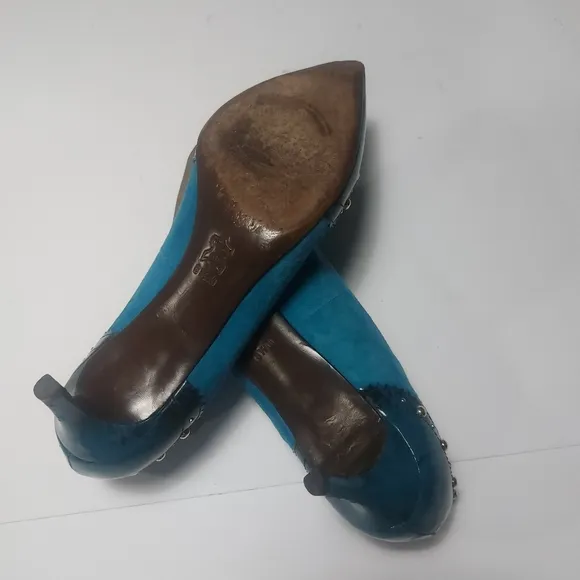 Tory Burch Blue Suede Women's Kitten Heels Size 8.5