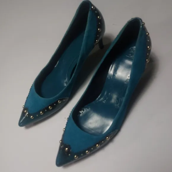Tory Burch Blue Suede Women's Kitten Heels Size 8.5