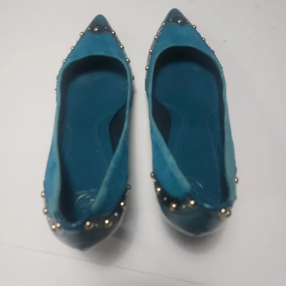 Tory Burch Blue Suede Women's Kitten Heels Size 8.5