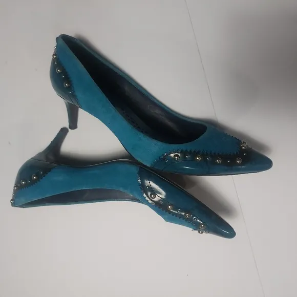 Tory Burch Blue Suede Women's Kitten Heels Size 8.5