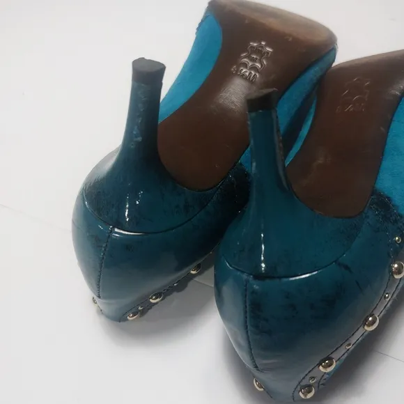 Tory Burch Blue Suede Women's Kitten Heels Size 8.5